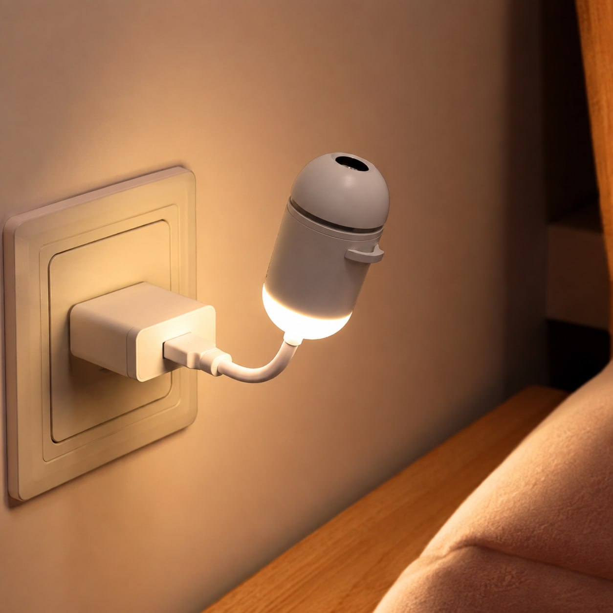 Flexible neck star projector with USB power for bedroom lighting