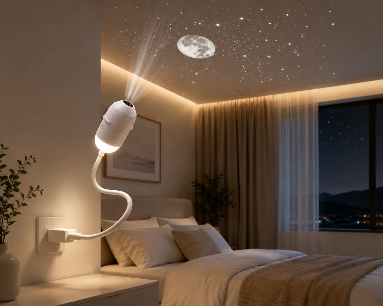 USB star projector night light for cozy bedroom decor